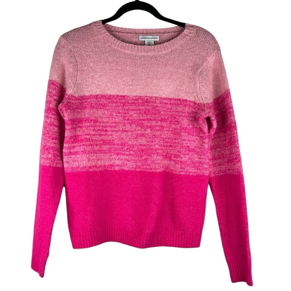 Cupcakes and Cashmere Hot Pink Ombre Colorblock Long Sleeve Sweater Size XS